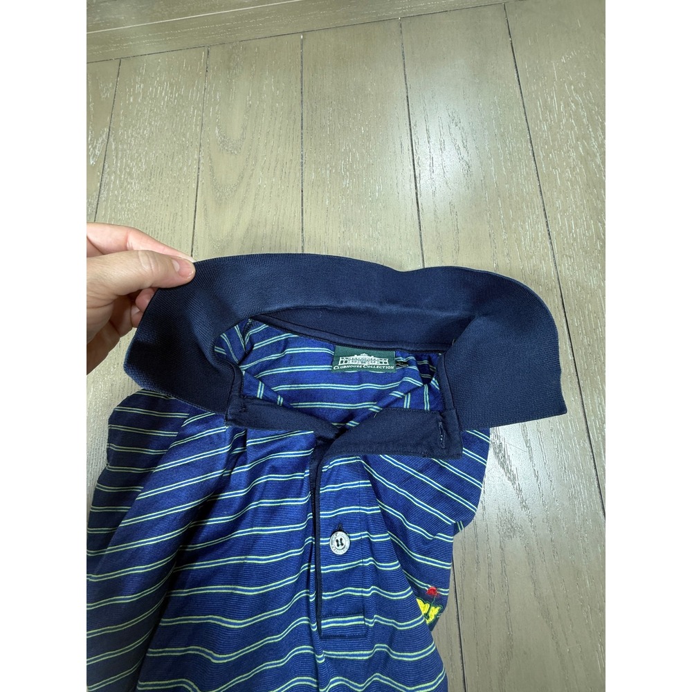 Clubhouse Collection Masters Polo Shirt Mens XL Blue Striped 100% Cotton Italy - Picture 8 of 9